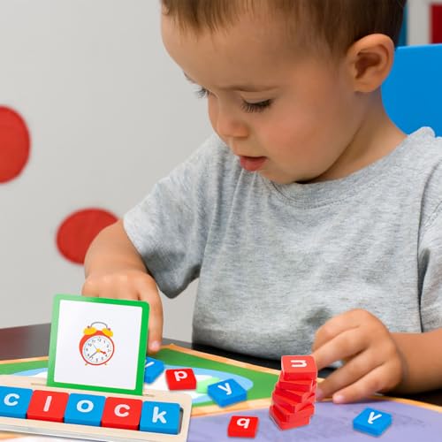 SoeUyd Scrabble, Scrabble Junior, Scrabble Reisespiel, Geeignet für 2/3/4/5/6/7/8 Jahre Alt, Buchstabieren Wörter Kinder Puzzle Starter Spielzeug, Pädagogische Starter Wort Spielzeug Geschenke