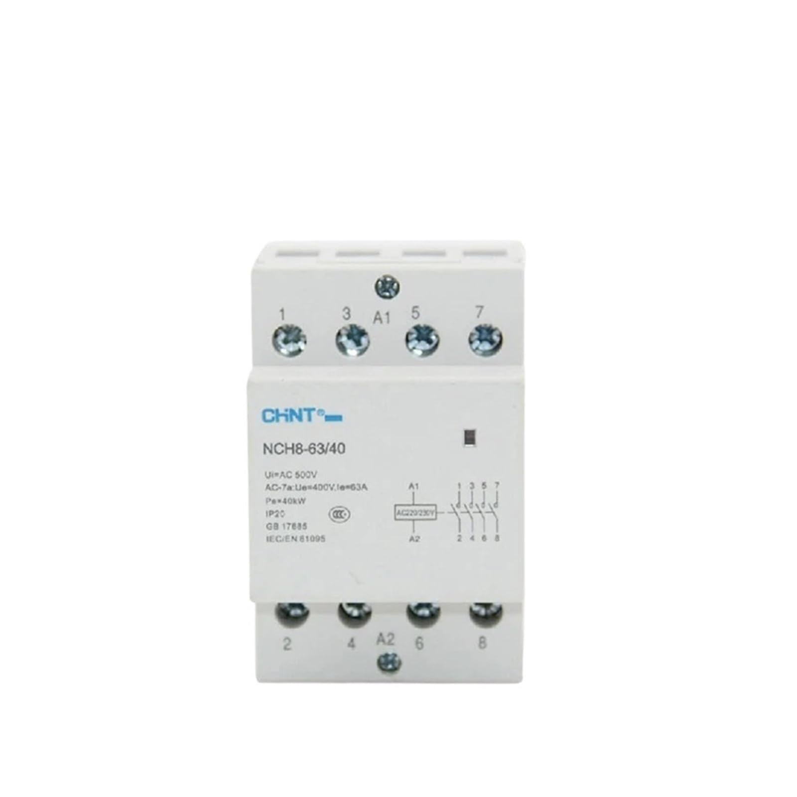Contacteur modulaire AC NCH8-25 pour rail DIN de maison avec 2NO