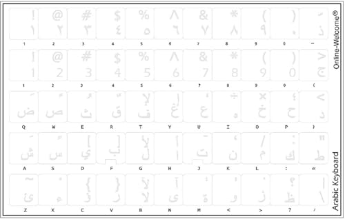 Arabic Transparent Keyboard Stickers with White Letters for Any Pc Computer Laptops Desktop