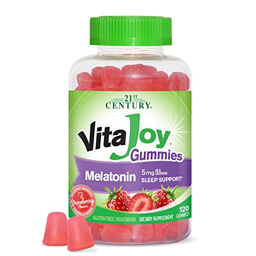21st Century VitaJoy Melatonin 5mg Gummies (120 Count) Strawberry Flavor Chewable Sleep Aid for Adults Promotes Relaxation and Restful Sleep Non-Habit Forming Gluten-Free
