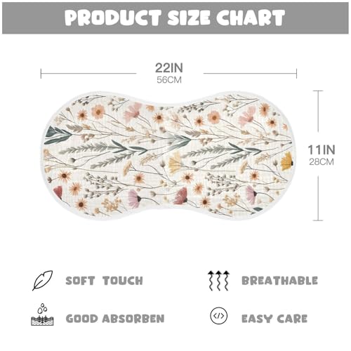 Muslin Baby Burp Cloths Set of 2, Soft Absorbent Dried Flowers Cotton Burping Cloth, Milk Spit Up Rags for Newborn Unisex, 22 x 11 Inch3