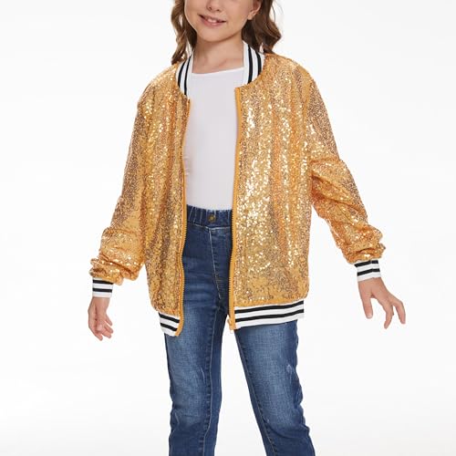 Girl Sequin Jacket Kid Sparkly Varsity Jackets Long Sleeve Lightweight Bomber Cardigan Metallic Shiny Coat3