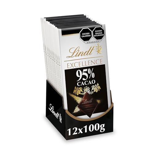 Lindt Chocolate Excellence 95% Barra, 1200g - Paquete de 12 piezas