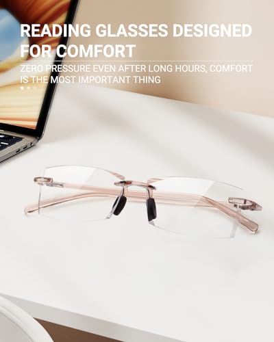 Image of TERAISE Rimless Reading Glasses Comfortable Lightweight Frameless Reader Men Women Blue Light Blocking Computer Eyeglasses