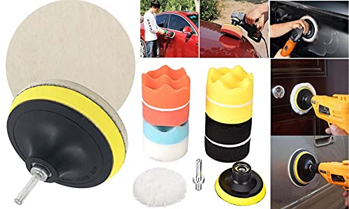 Image of DIY Crafts 1 Kit, 8 Pcs Kit, 3 inch inch Car Cleaning Felt & Wool Pad Foam Polishing Waxing Pad Kits Buffing Polishing Wheel Sponge Wool Buffing Pad (1 Kit, 8 Pcs Kit)