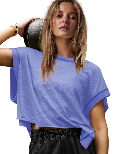 Panadila Womens Open Back Workout Top Oversized Workout T Shirts Backless Athletic Shirt Short Sleeve Baby Tee2