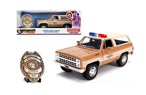 New DIECAST Toys CAR JADA 1:24 W/B - Metals - Hollywood Rides - Stranger Things - HOPPER'S 1980 Chevrolet Blazer with Police Badge 31111