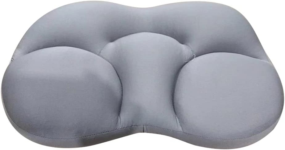 All Round Cloud Pillow Soft Breathable 3D Ergonomic Center Egg Groove Design Sleep Pillow Neck Pillow (Dark Gray)
