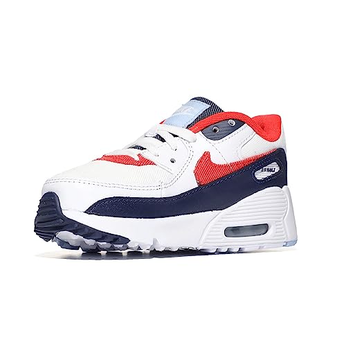 Nike Baby Boy's Air Max 90 (Infant/Toddler) White/Chile Red/Midnight Navy 10 Toddler M