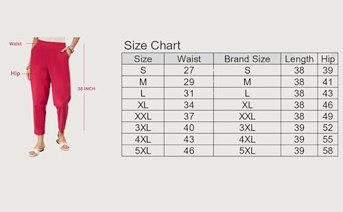 Image of D K W Women's Mid Rise Relaxed Fit Cotton Flex Trousers with Elastic Back & Drawstring - Ideal for Winter, Formal, Office & Casual Wear, Comfortable for Girls and Women