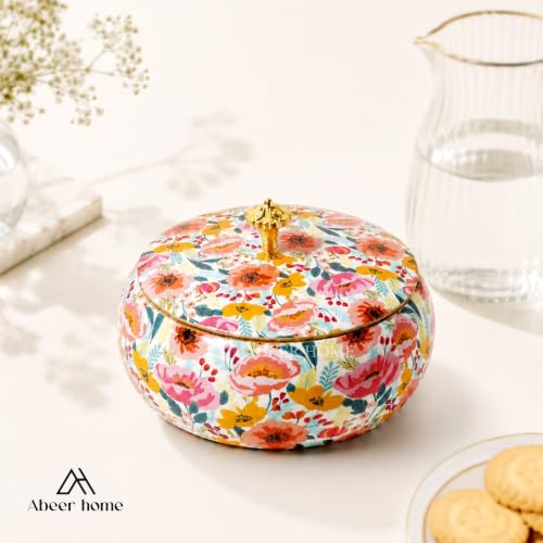 Image of Handcrafted Premium Wooden Roti Casserole, Chapati Box, Hotpot roti Box, Roti Dabba, Wooden Roti Box with Gold Embossed Knob (8.75 x 8.75 x 3.75 Inch)