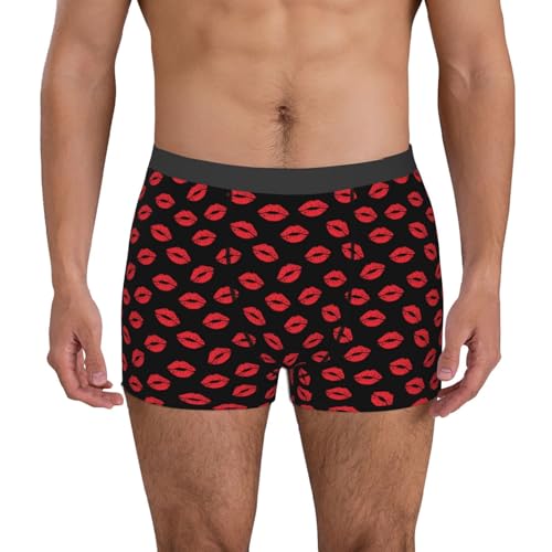 Sexy Red Lips Kiss Print Underwear For Men Comfy Cozy Holiday Boxer Briefs2