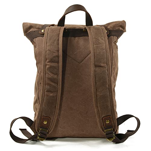 Daypack Canvas Backpack Men Travel Bag Hiking Backpacks, Coffee, One Size3