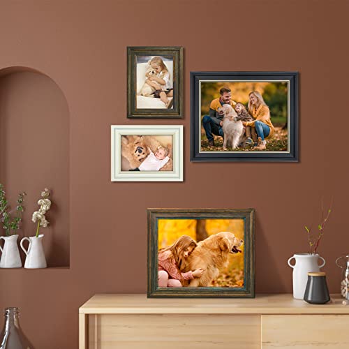 Xuanluo 8X10 Inch Picture Frames Farmhouse Rustic Wood Grain Color Photo Frame With Tempered Glass Wall Mount And Tabletop Display Family Friends Wedding Gift 3 Pack #TOP4