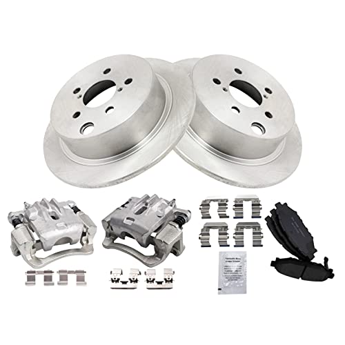 Image of TRQ Rear Brake Pad and Rotor Set Ceramic Solid Rotors Calipers | For 2016-2019 Subaru Crosstrek 2014-2018 Forester 2012-2019 Impreza 2013-2015 XV Crosstrek