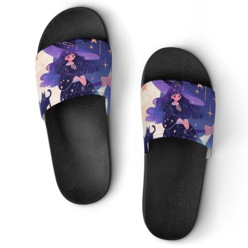 Sandales Chaussons de Maison Slide Chat Sorcière Étoiles Lune Taille 37 Unisexe