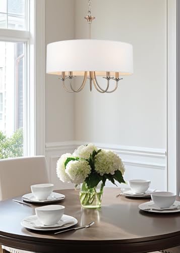 Image of Kira Home Quinn 22 inch Large Modern 5-Light Drum Chandelier for Kitchen Island