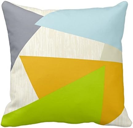 Bigdream Decorative Throw Pillowcase Personalized Cushion Case For Bed/Sofa Two Sides 18"X18" Yellow Green Orange And Tan Modern Geometric Pillowcase