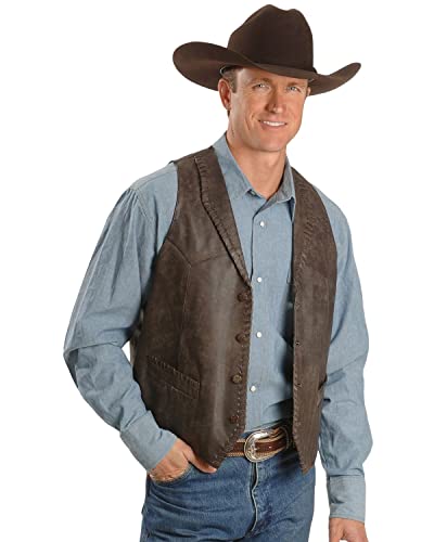Scully Men's Whipstitch Lamb Leather Vest Brown Large #TOP29