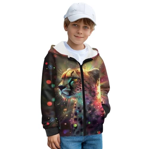 Yruonazao Leopard Sweatshirts for Boys 6-7 Zip Up Hoodies for Boys Casual Casual Sweatshirt Athletic Jacket with Pockets Long Sleeve Tops for All Seasons Kids Soft Hooded Clothes