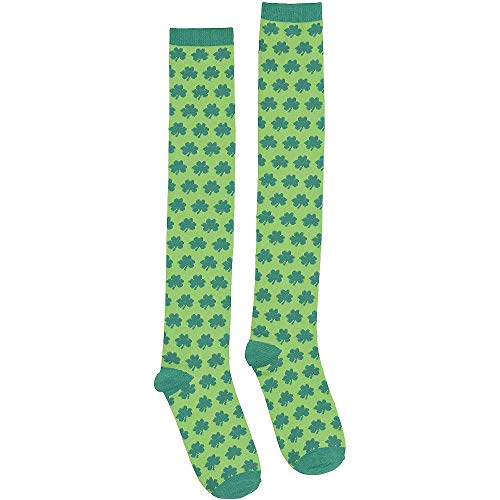 amscan Shamrock Knee high Socks, One Size, Green