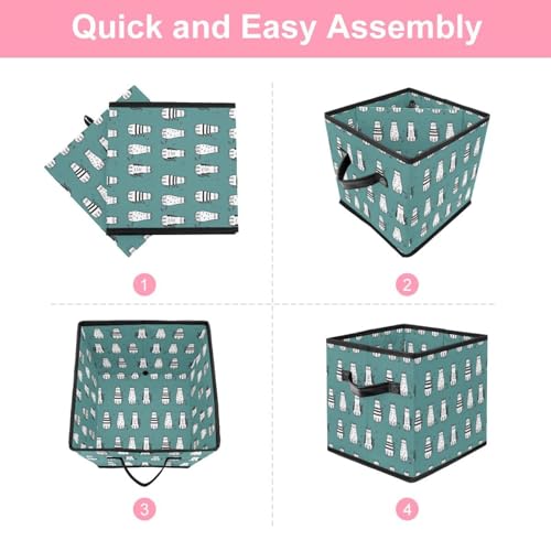 Boîte de rangement pliable chat : cube en tissu avec poignées pour placards