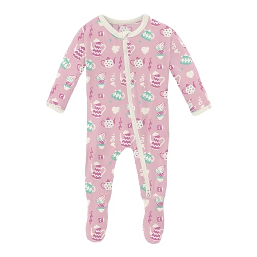 Image of KicKee Zip-Up Footie for Babies & Toddlers – Viscose from Bamboo Sleepwear with Built-In Hand Covers and Grippy Feet