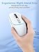 RAPIQUE Wireless Bluetooth Mouse – Dual Bluetooth ＆ 2.4GHz USB Receiver, 4 DPI Levels (1000–3200), USB-C Rechargeable, Ergonomic Right-Hand Grip, Silent Click, Compacr for Computer/Mac/Laptop - White