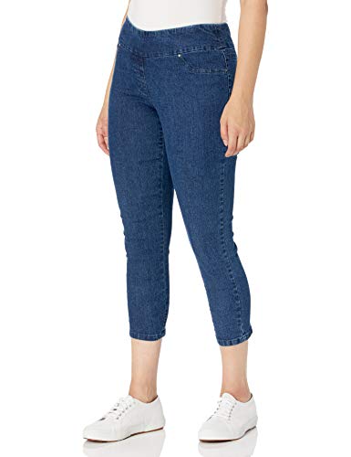 Ruby Rd. Womens Womens Petite Mid-Rise Pull-on Straight Extra Stretch Denim Ankle Pant