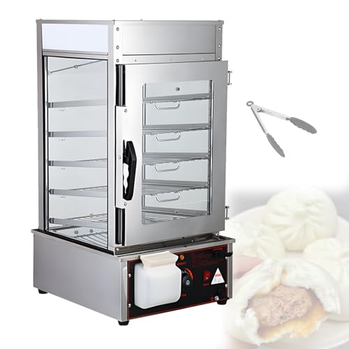 Electric Steamer for Steamed Bread Buns, Commercial Food Warmer with Adjustable Temperature Control 30-110°C, Keeps Buns Warm