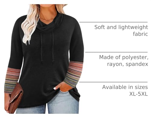 Image of CARCOS Womens Plus Size Tops Mock Neck Long Sleeve Shirts Turtleneck Tunics for Fall Winter XL-5XL
