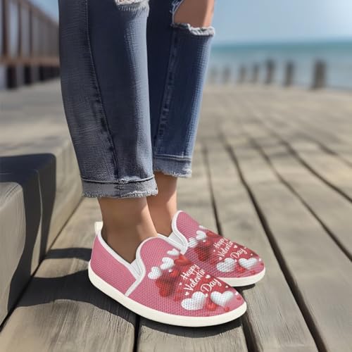 Howilath Valentine's Flat Shoes for Women Mesh Sneakers Slip on Anti-Skid Running Shoes Casual Sport Shoes4