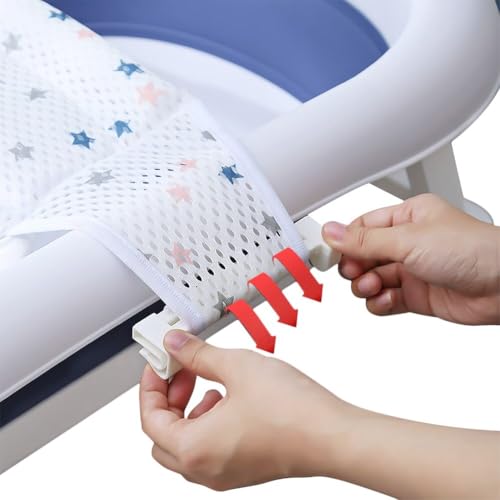 Image of Baby Bath Seat Support Net Soft Infant Bathing Seat Support Mat Suspension Shower Pad Adjustable Non-Slip Newborn Bathtub Sling Mat Baby Sink Bather Tub Shower Net Bathtub Sit Up Mesh 0-6 Month