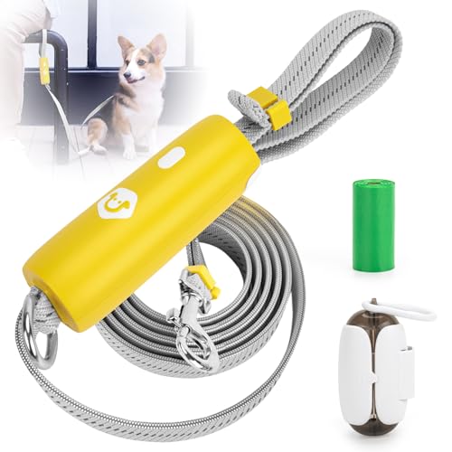 Onlyesh Guinzaglio per Cani con Dispenser Sacchetti Cane, 0.9-1.6M Guinzaglio Addestramento per Cani, Regolabile Riflettenti Guinzaglio da Addestramento per Cani per Cane di Taglia Piccola Media