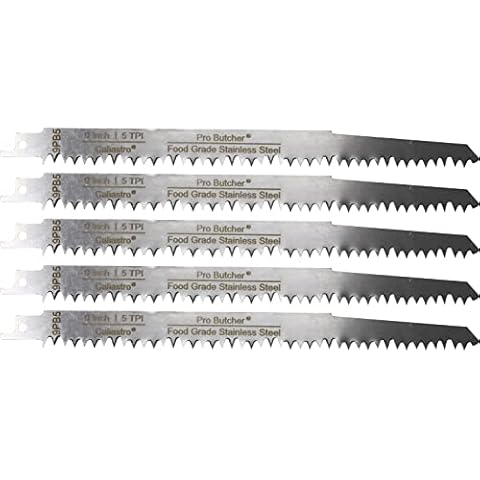 Caliastro 9-Inch Stainless Steel Frozen Meat Bone Cutting Saw Blades for Reciprocating and Sawzall Saws 5-Pack Cover