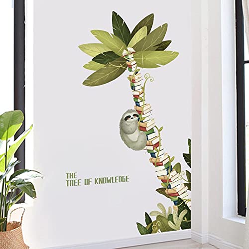 Rofarso Large Tree Sloth Books Vinyl Wall Stickers Removable Pvc Wall Decals Art Decorations Decor For School Library Bedroom Living Room Murals #TOP3