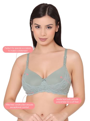 Image of Groversons Paris Beauty Women's Padded, Non-Wired, Multiway, T-Shirt Bra with lace (BR097)