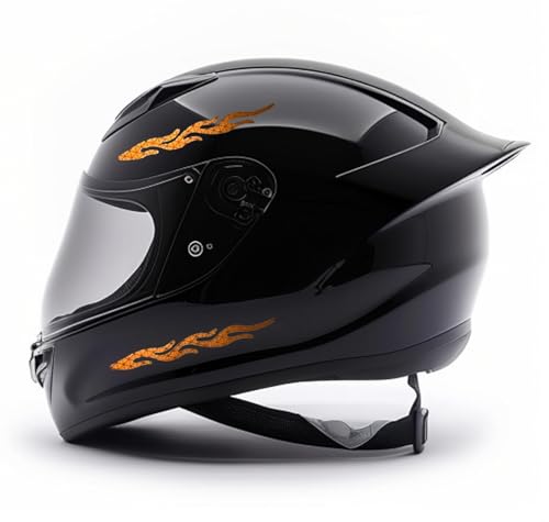 Image of customTAYLOR33 High-Intensity Grade Premium Reflective Tribal Flame Helmet Decals, Motorcycle Safety Sticker Decals (Orange)