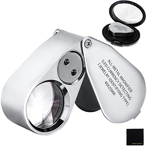 40X Metal Pocket Magnifier with Lights Magnifying Glass