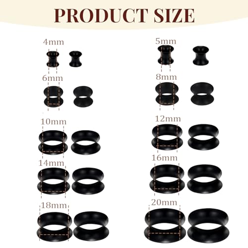 Uwiyo 20 Stück Silikon Flesh-Tunnel, Extra Weich und Flexibel Silikon Ohr Tunnel Plug Double Flared Ohr Expander Ohrplugs Piercing Schmuck für Männer Frauen, 4/5/6/8/10/12/14/16/18/20mm (Transparente)