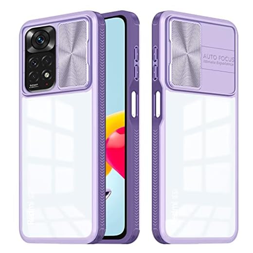 Tawarror Transparente Funda para Xiaomi Redmi Note 11/Note 11S 4G(6.43"), Carcasa Cubierta de cámara Deslizante Proteger Fundas Ultra Delgado Rígida PC Anti-Choque Anti-arañazos Case Cover, Púrpura