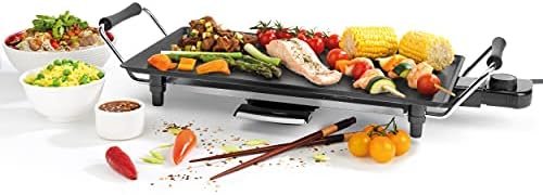 Giles & Posner EK4428G Electric Teppanyaki Grill, Indoor Portable Non-Stick Table Top Grill, 43 cm Barbecue Hot Plate, Detachable Temperature Control, 2000 W, Ideal for Parties & Family Gatherings