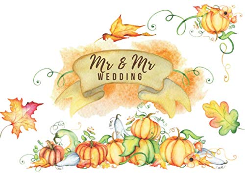 Mr and Mr Wedding: Gay Wedding Guest Book - Fall Wedding Guest Book Featuring Rustic Pumpkins