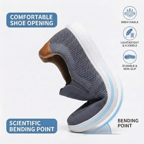 Image of konhill Mens Slip On Loafers Sneakers - Casual Knit Walking Shoes for Men, Lightweight Breathable Memory Foam Boat Shoes, Comfortable Slip-On Driving Loafers for Work Travel Beach