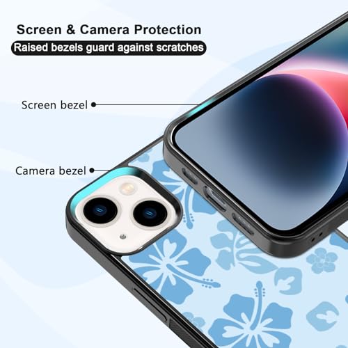 Coque iPhone 14 rigide souple imprimé floral bleu mignon - 2