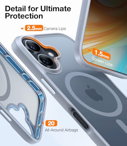 Image of TORRAS Magnetic Shockproof for iPhone 16 Case, Fit for MagSafe, 4X Military Grade Drop Protection Anti-Scratch Protective Hard Back Plastic Slim Phone Case for iPhone 16 6.1 inch,Natural Titanium Grey