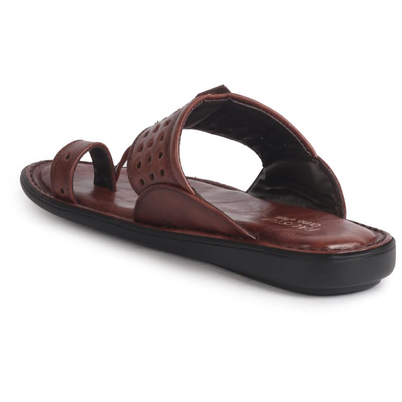 Image of FAUSTO Men Casual Outfit Kolhapuri Toe Ring Strap Ortho Slippers | Memory Cushioned Footbed | Ultra Lightweight and Comfort Slip On Slipper