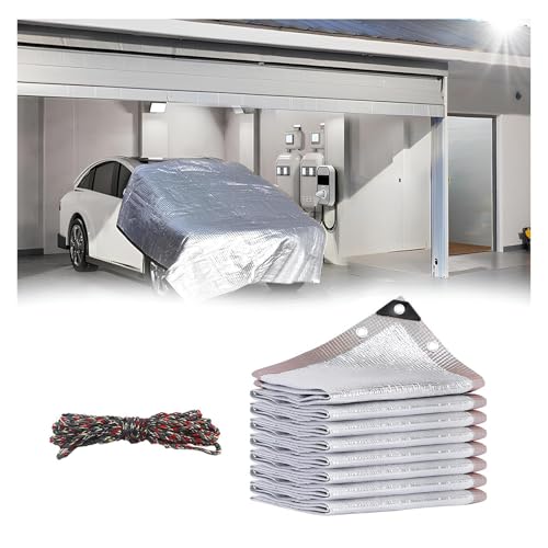 WZWZEN Autoabdeckung, Aluminiumfolien-Sonnenschutzgewebe Mit Ösen, 99% Strapazierfähiges Sonnenschutzgewebe, UV-Schutz, Silberner Sichtschutz, Für Innenhof-Balkondach-Carport(2x6.0m/6.6x19.8ft)