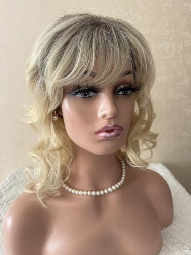 Image of Mid Length Shag Capless Wavy Layered Synthetic Hair Wigs Women Natural wig For Daily Use, Party, Halloween Wigs (Light Blonde)