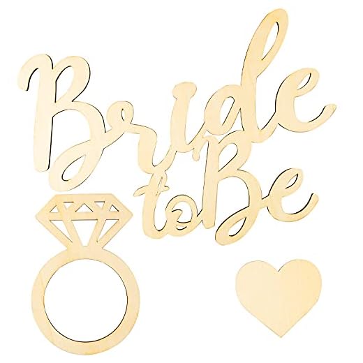 7ilaewen 3Pcs Bride to Be Wooden Sign Heart Shape Diamond Ring Wedding Hanging Decor Bachelorette Party Decorations Bridal Sign Wedding Party Favors Photo Booth Props for Wedding Valentine's Day